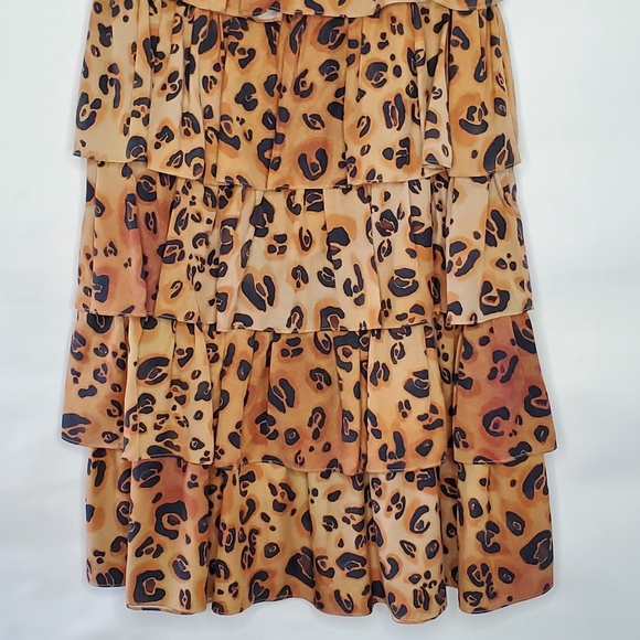 Mara Hoffman Marzia Tiered Maxi Skirt Size 2 Animal Print Ruffle Tan Brown Party - Picture 5 of 12